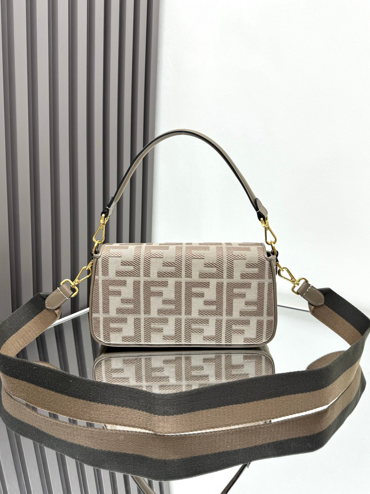 Fendi Baguette Crossbody Canvas Bag