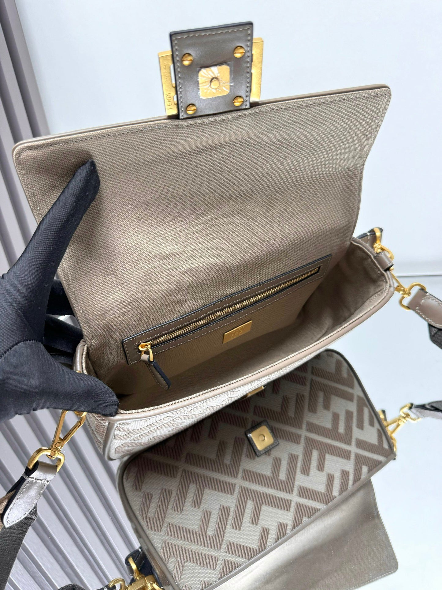 Fendi Baguette Crossbody Canvas Bag