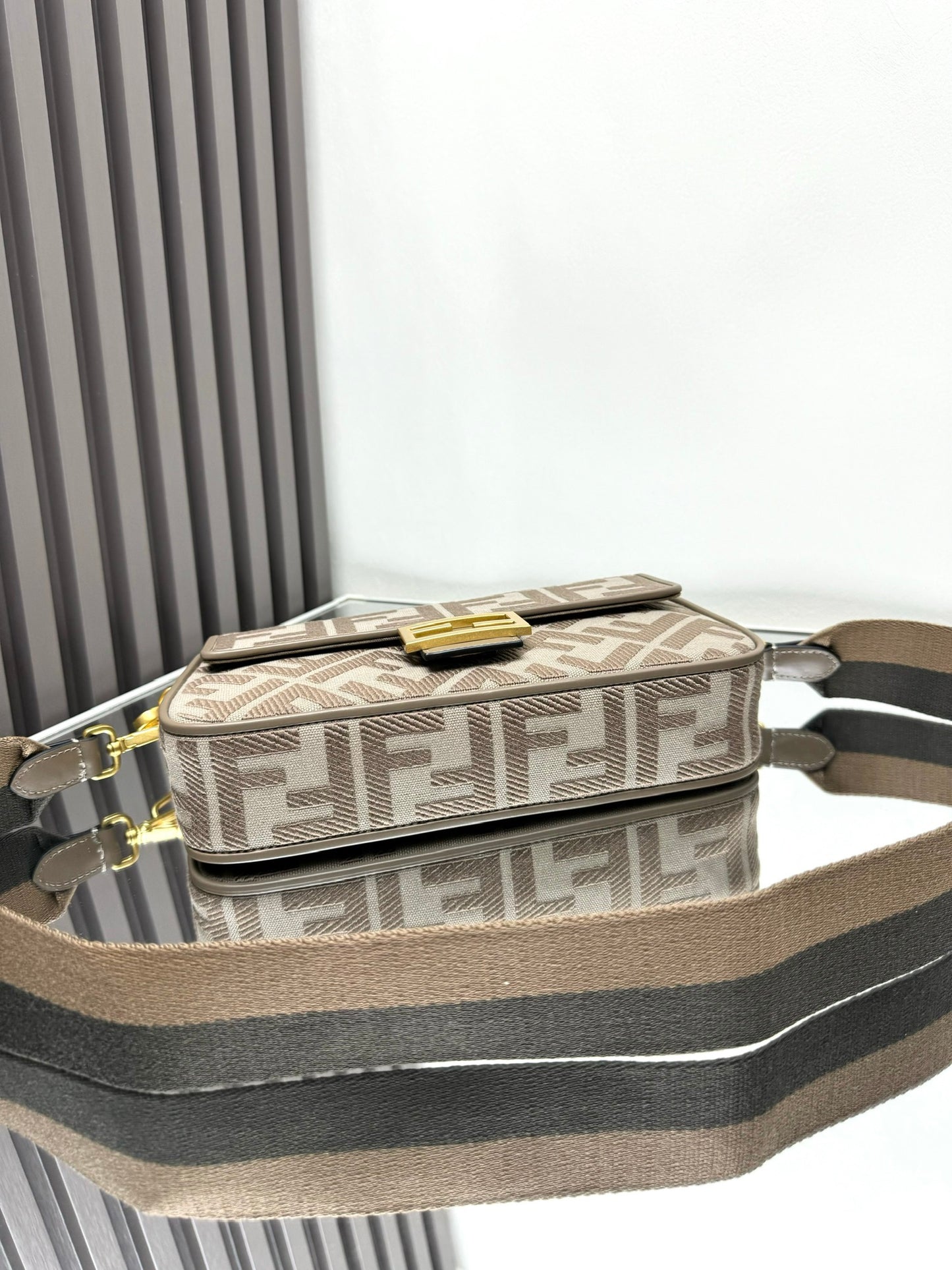 Fendi Baguette Crossbody Canvas Bag