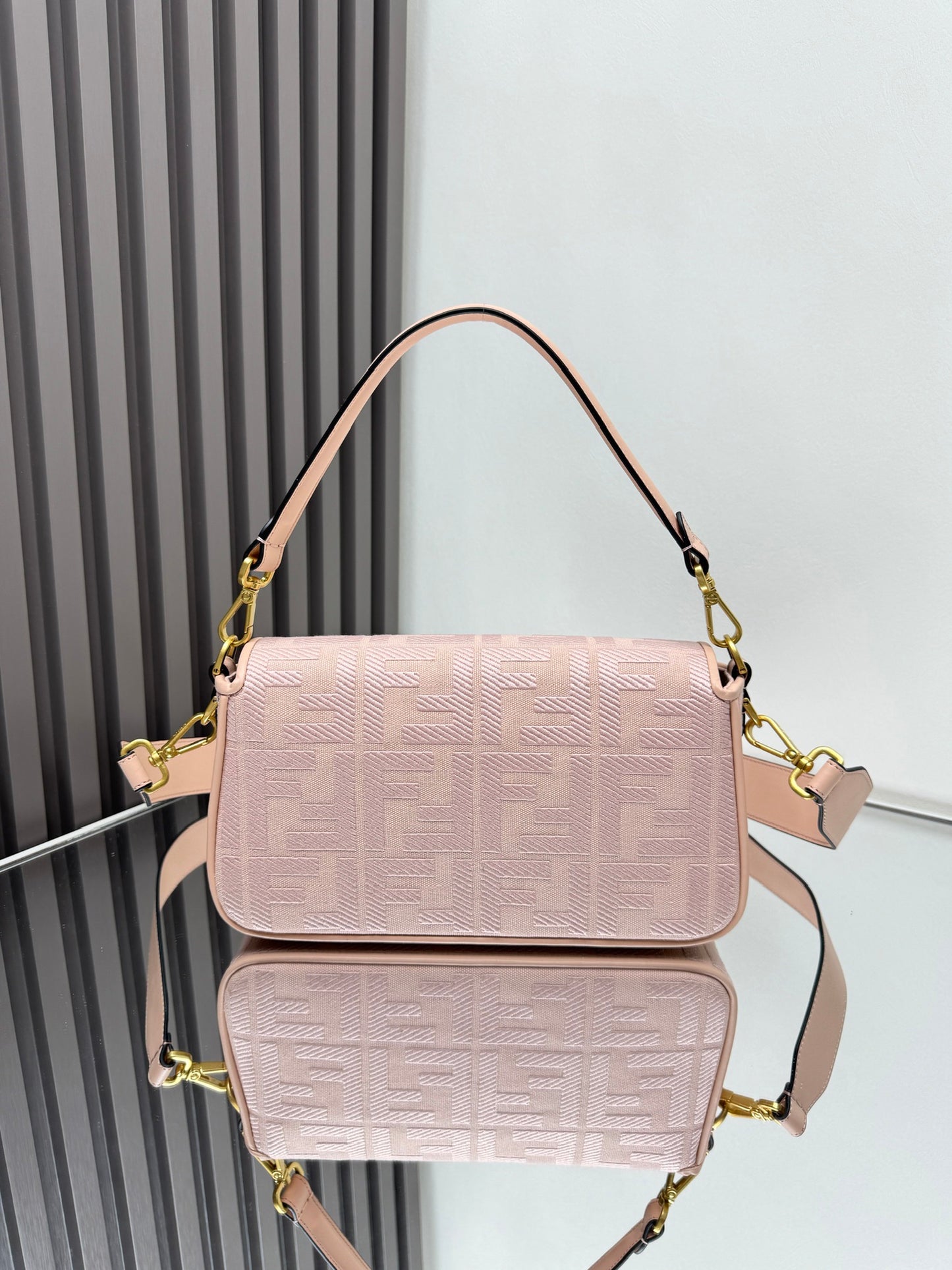 Fendi Baguette Crossbody Canvas Bag
