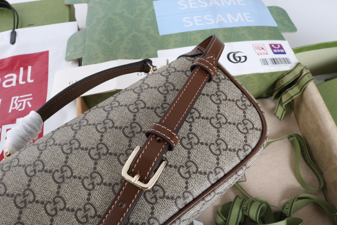Gucci GG 1955 Horsebit Canvas Shoulder Bag