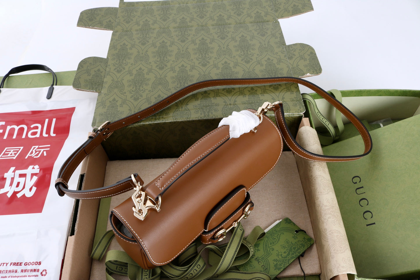Gucci GG 1955 Horsebit Shoulder Bag Brown