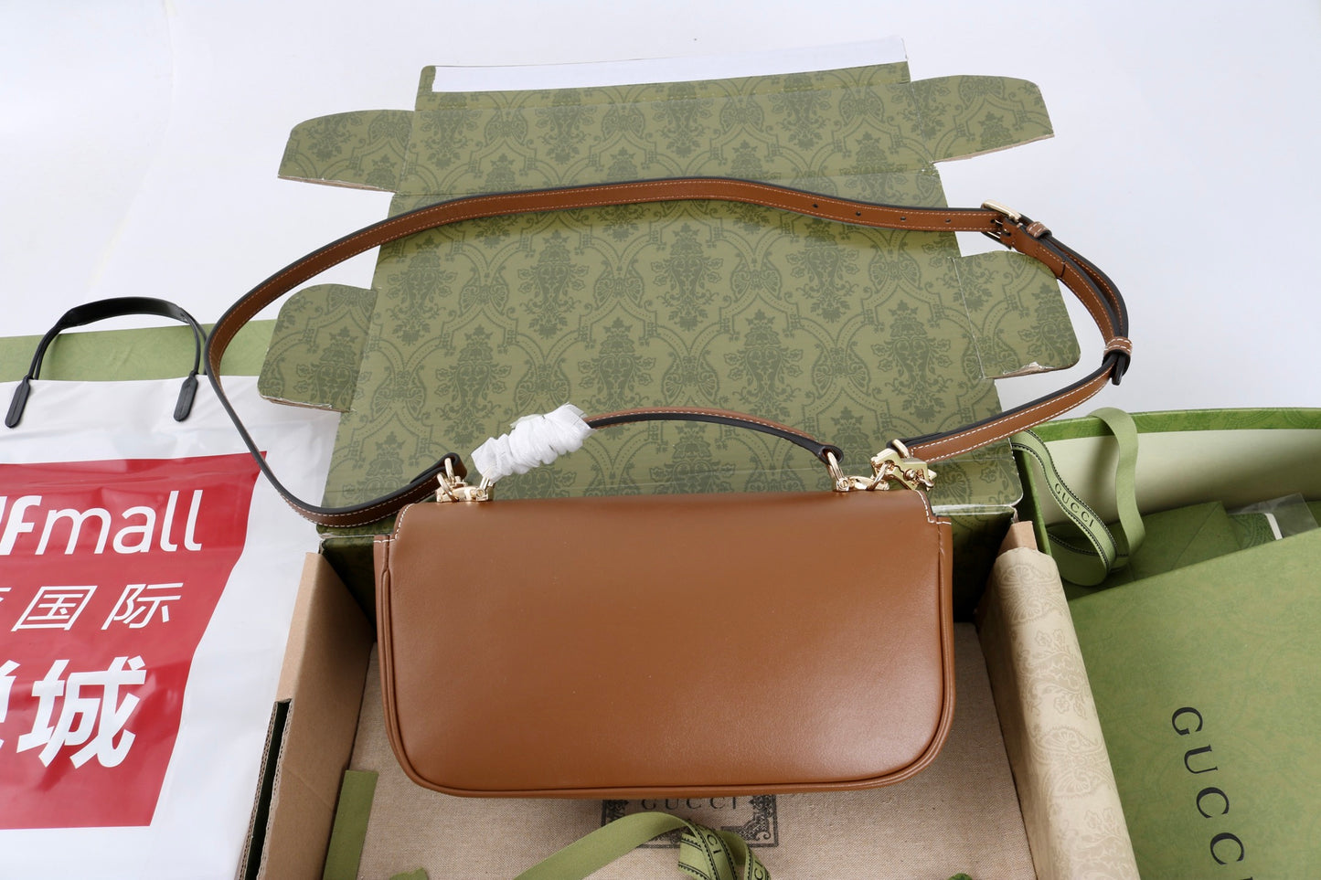 Gucci GG 1955 Horsebit Shoulder Bag Brown