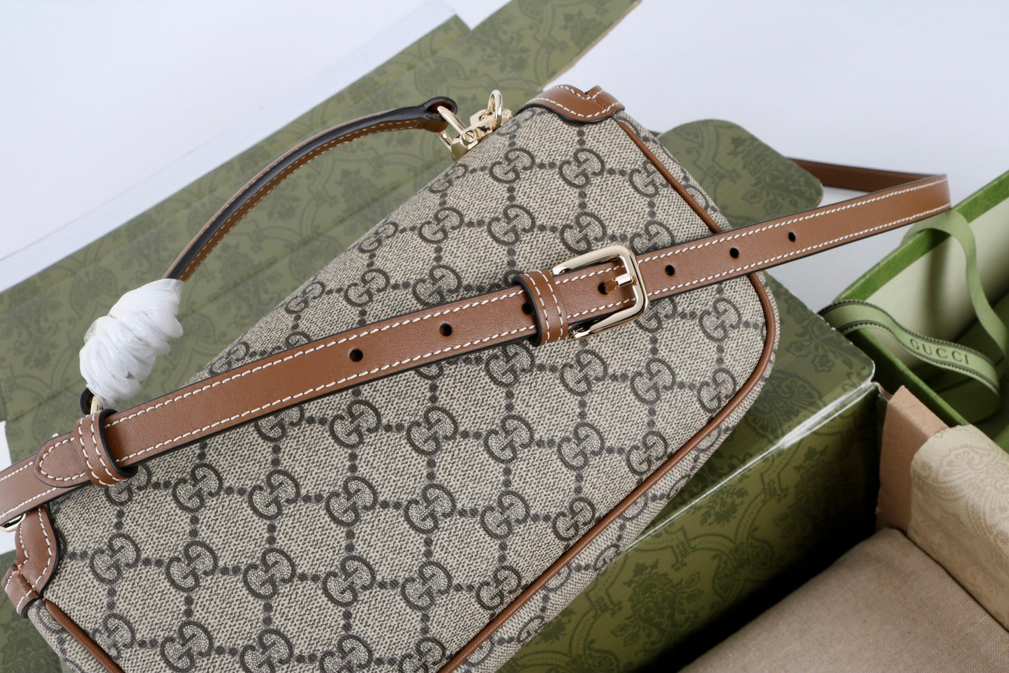 Gucci GG 1955 Horsebit Canvas Shoulder Bag