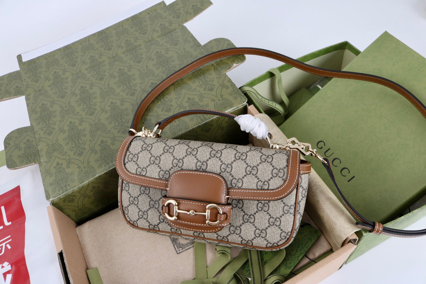 Gucci GG 1955 Horsebit Canvas Shoulder Bag