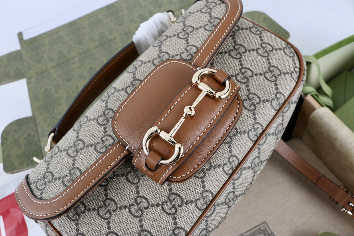 Gucci GG 1955 Horsebit Canvas Shoulder Bag