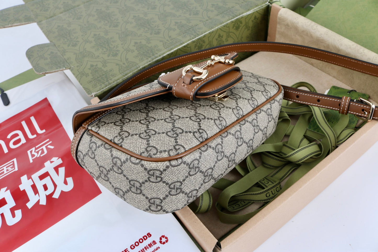 Gucci GG 1955 Horsebit Canvas Shoulder Bag