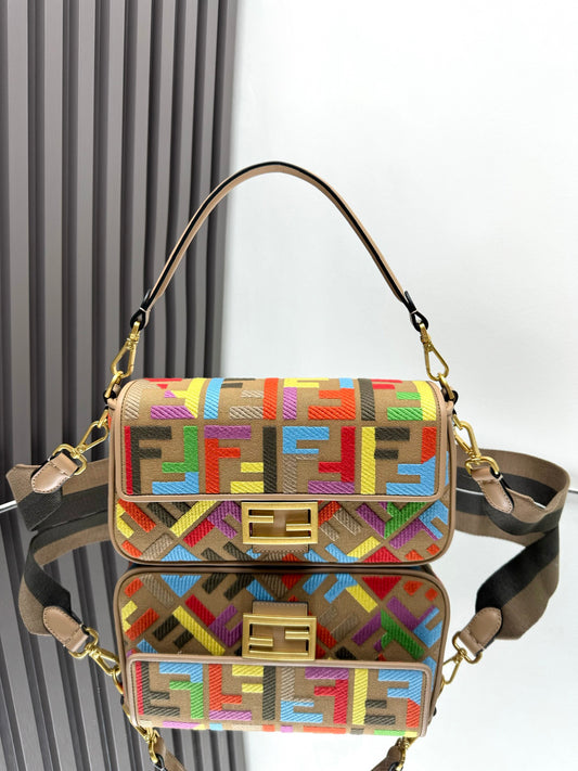 Fendi Baguette Crossbody Canvas Bag