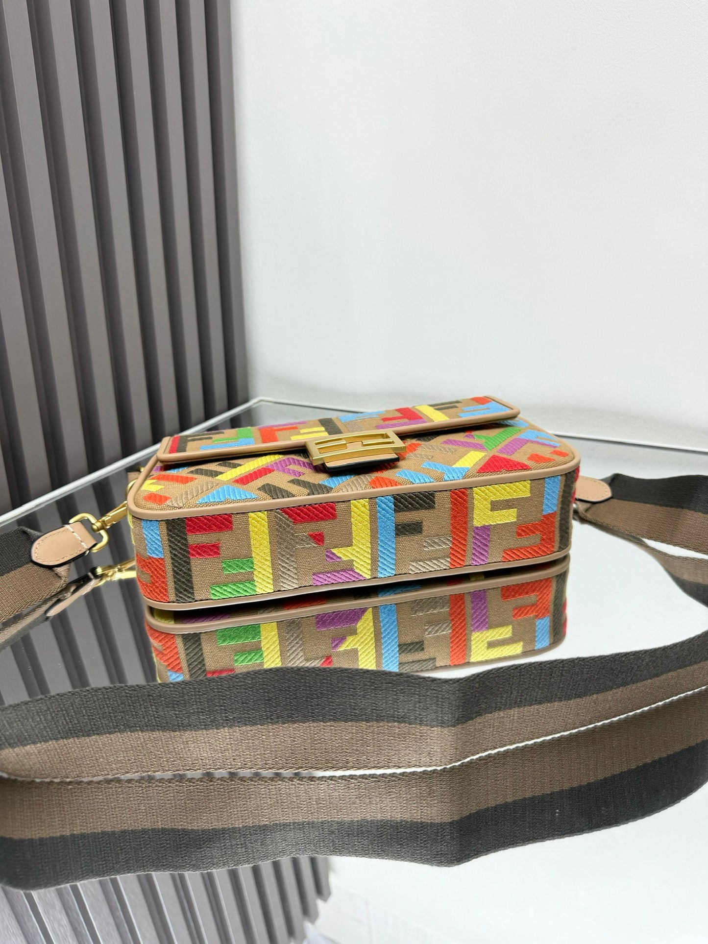 Fendi Baguette Crossbody Canvas Bag