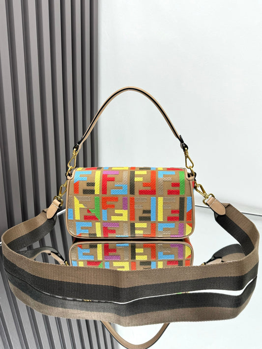 Fendi Baguette Crossbody Canvas Bag