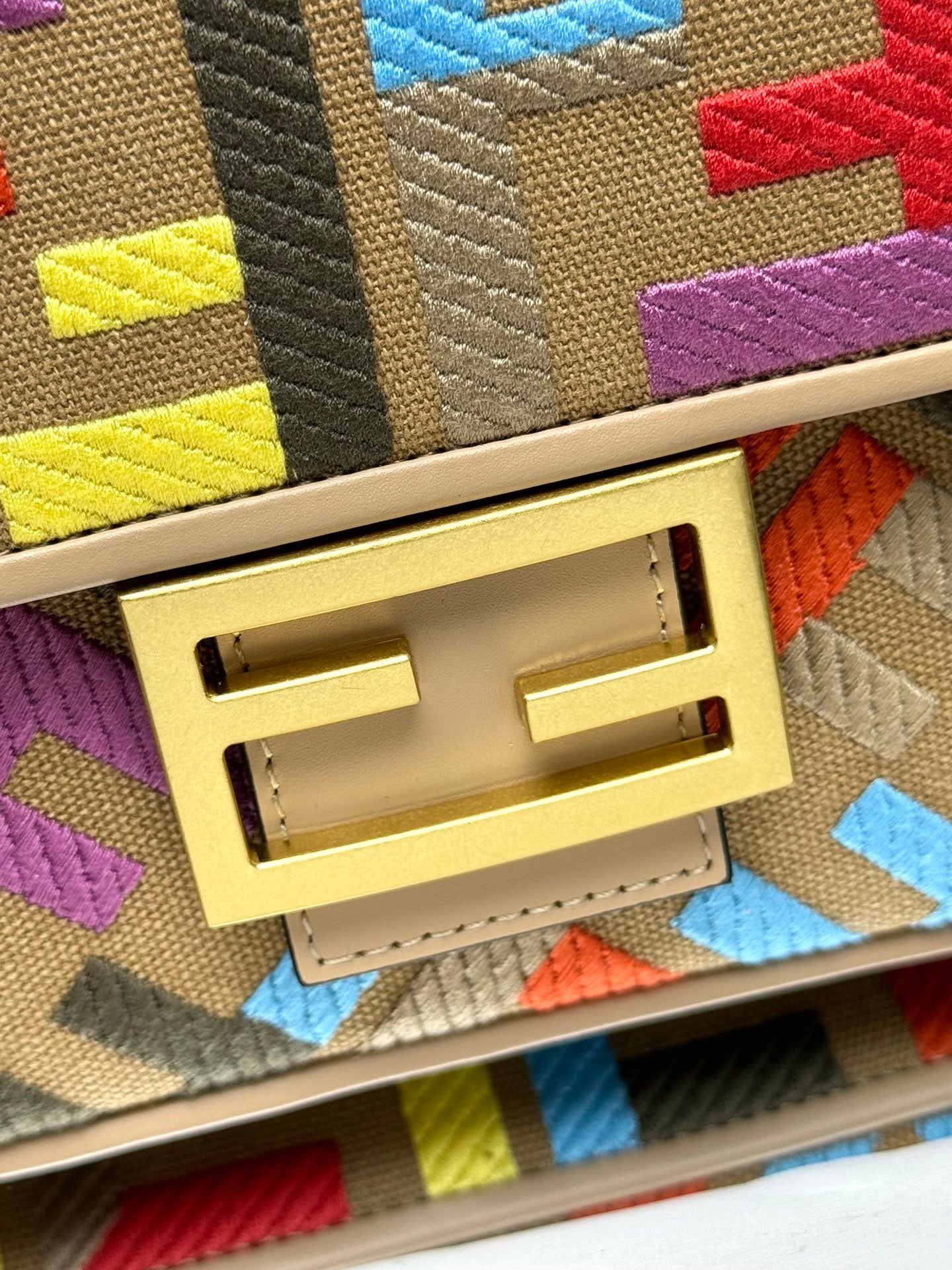 Fendi Baguette Crossbody Canvas Bag