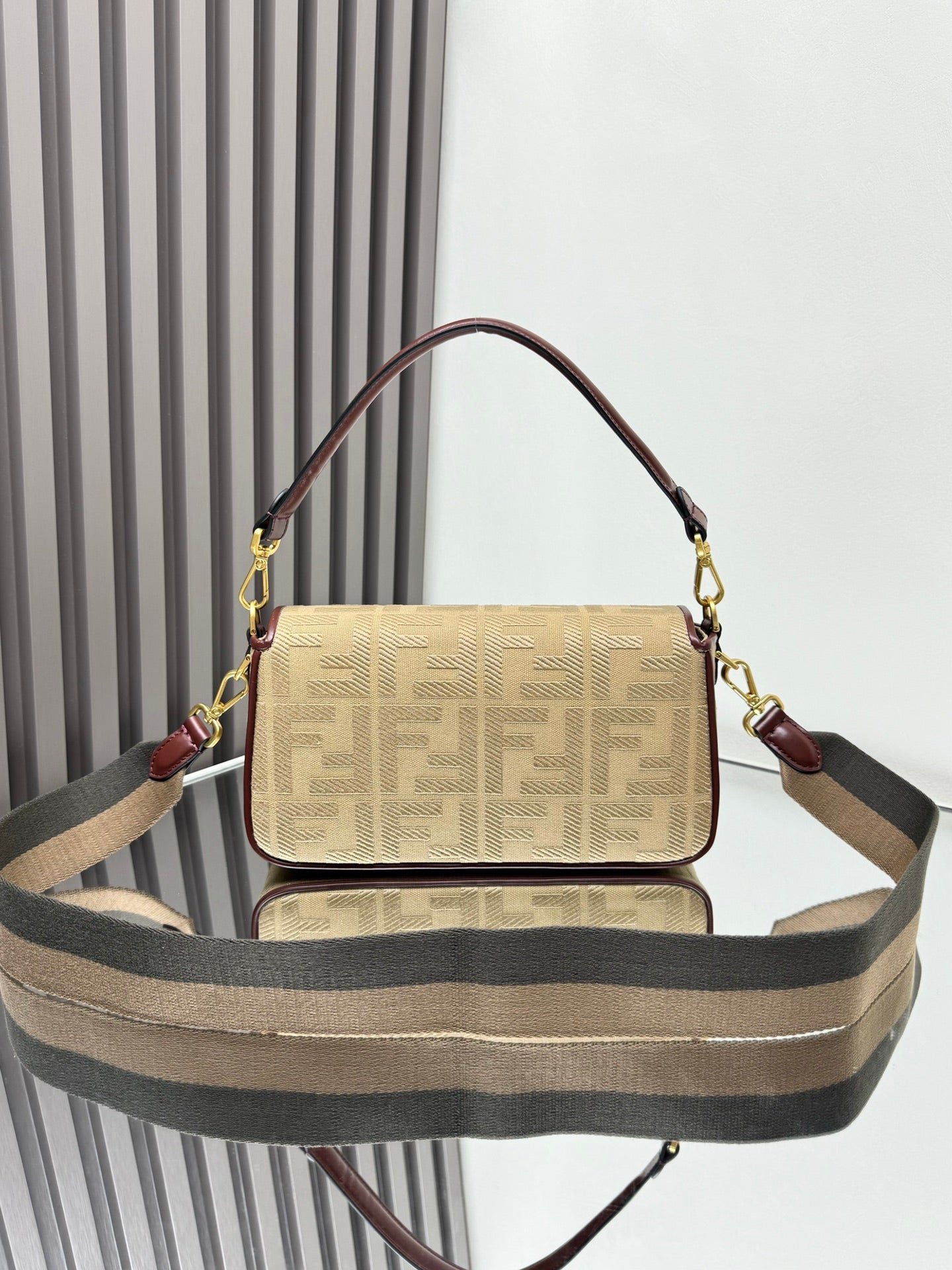 Fendi Baguette Crossbody Canvas Bag