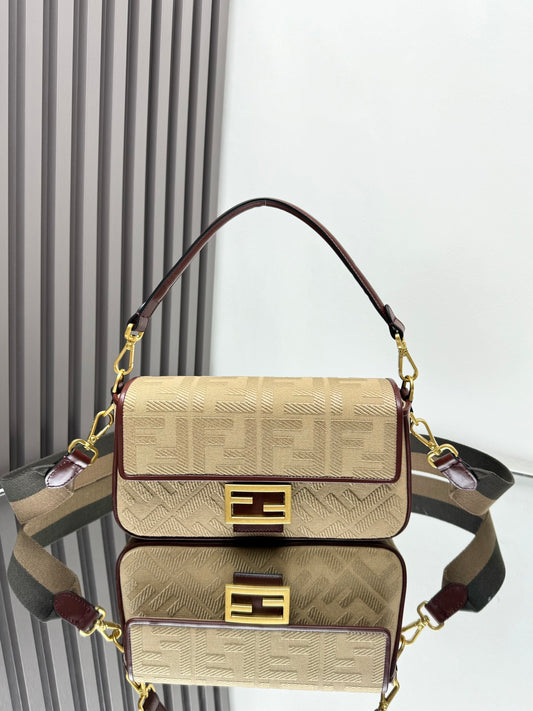 Fendi Baguette Crossbody Canvas Bag