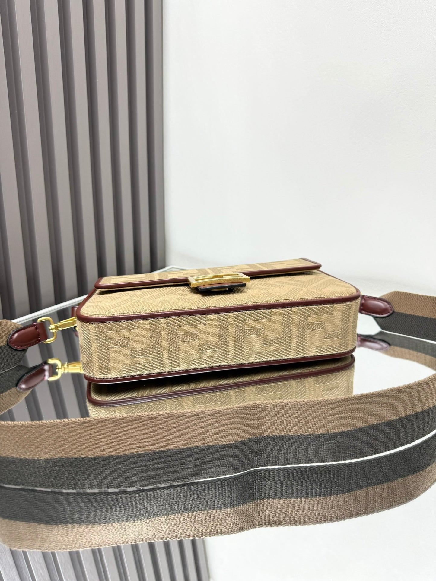 Fendi Baguette Crossbody Canvas Bag