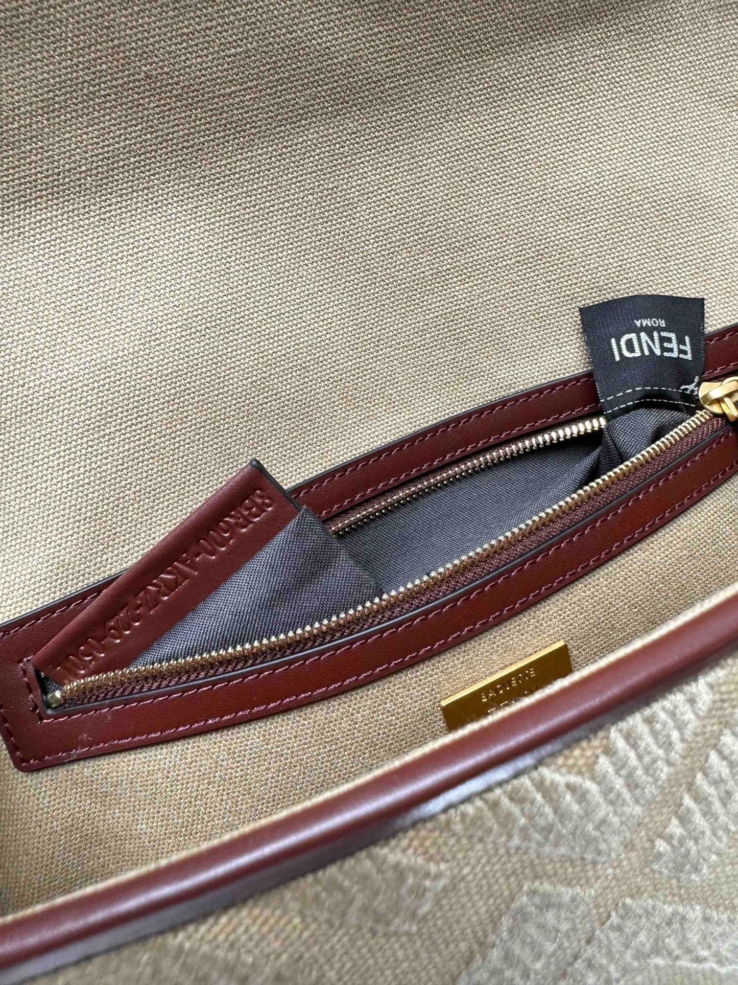 Fendi Baguette Crossbody Canvas Bag