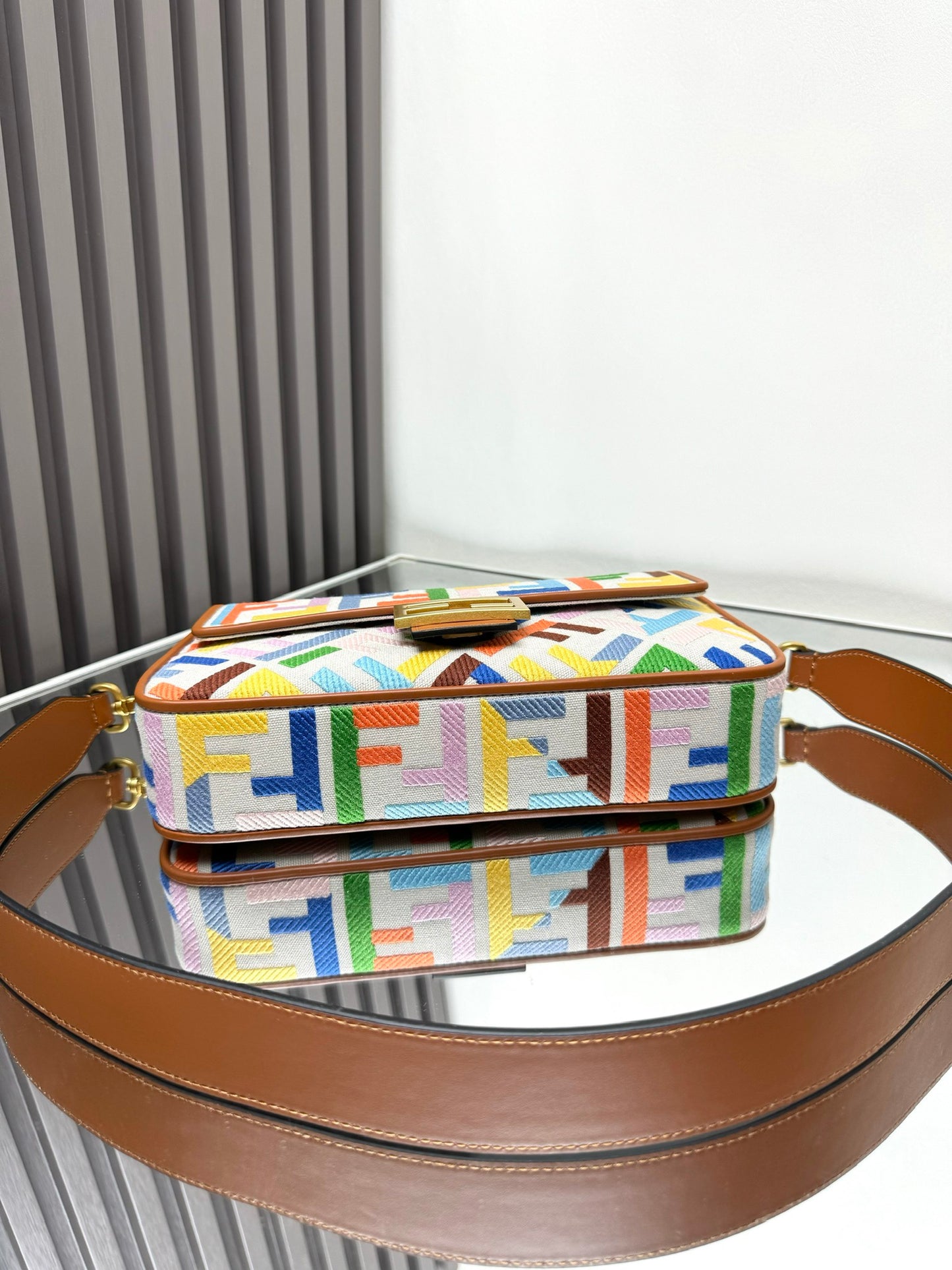 Fendi Baguette Crossbody Canvas Bag
