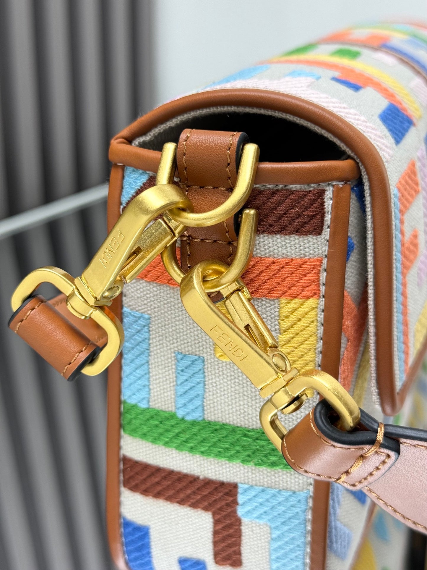 Fendi Baguette Crossbody Canvas Bag