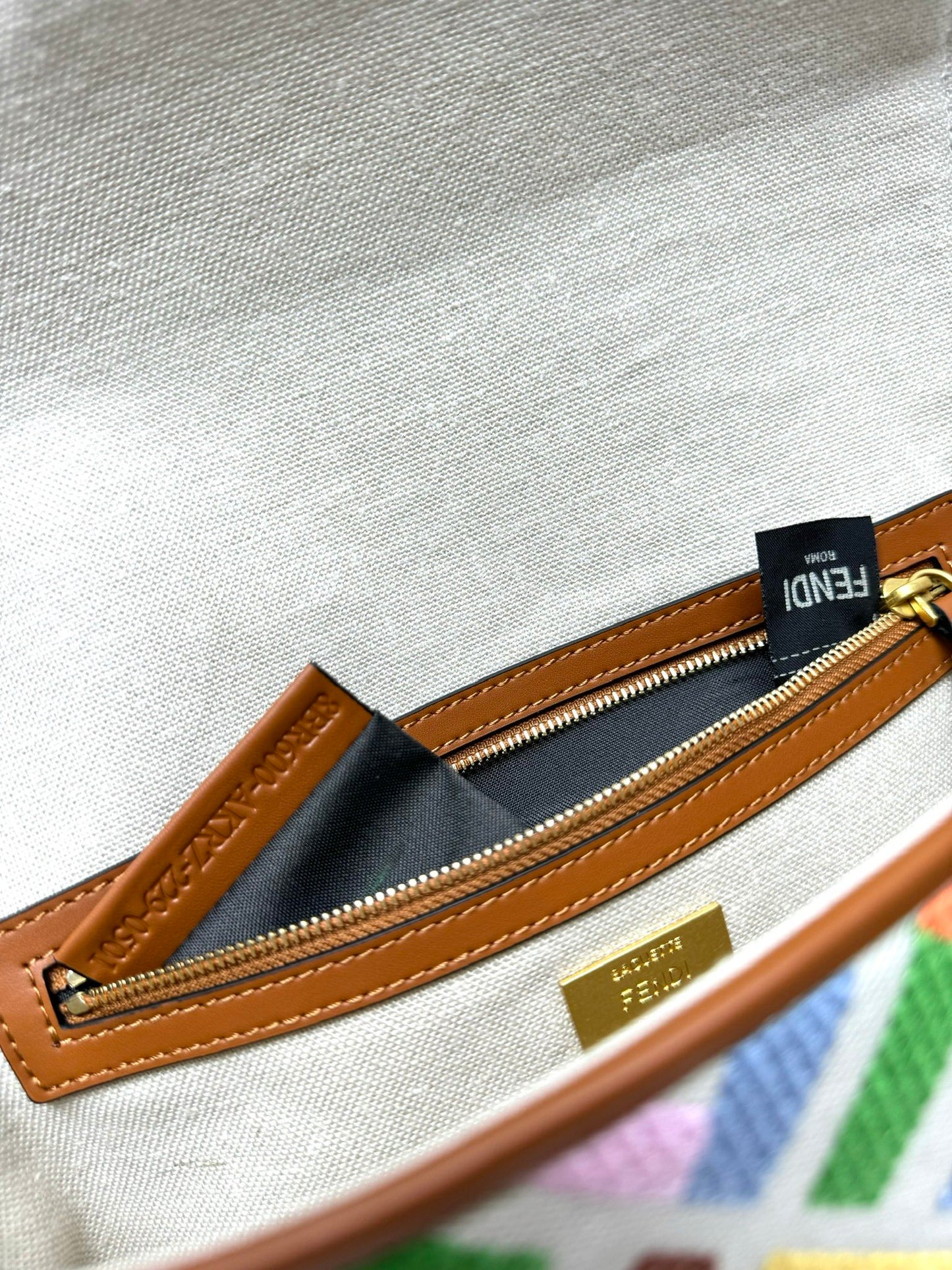 Fendi Baguette Crossbody Canvas Bag