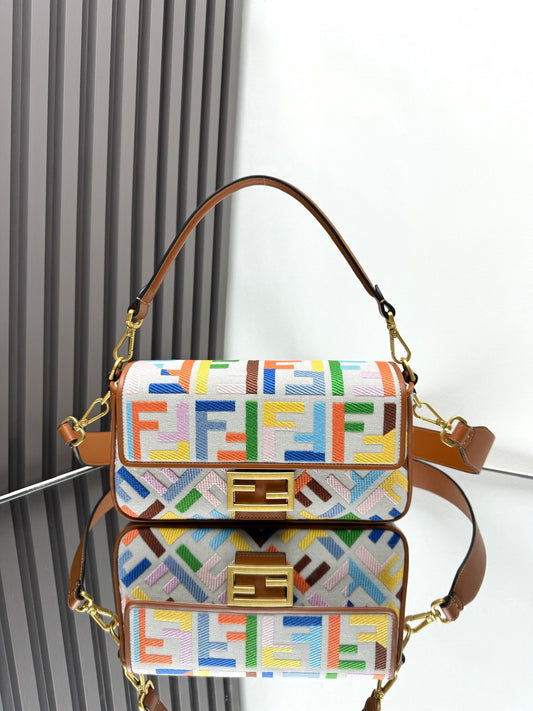 Fendi Baguette Crossbody Canvas Bag