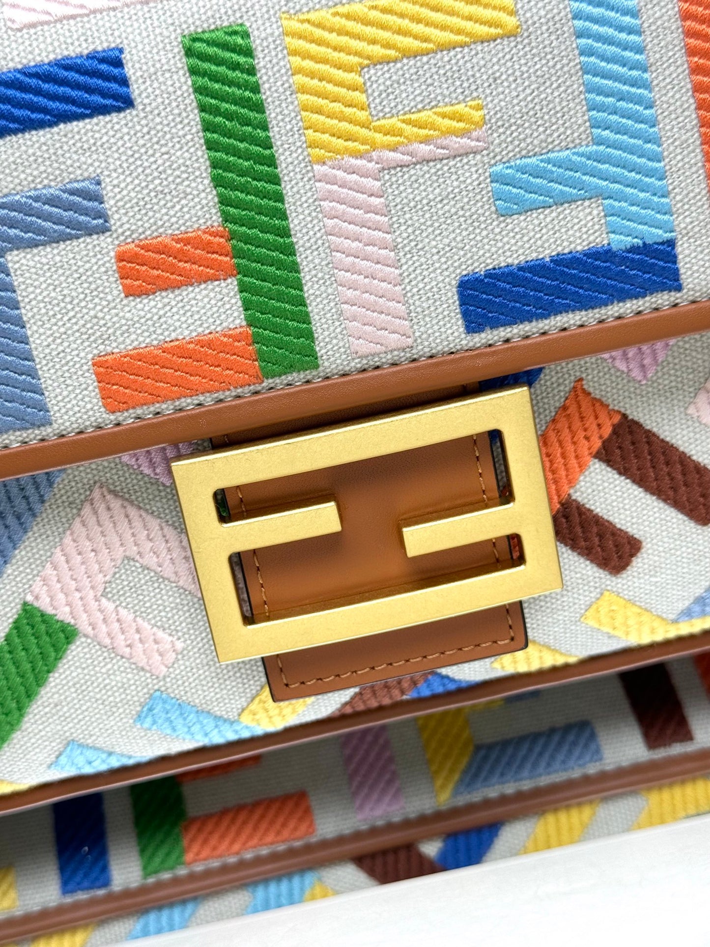 Fendi Baguette Crossbody Canvas Bag