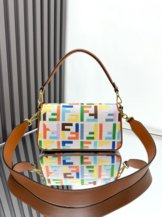 Fendi Baguette Crossbody Canvas Bag
