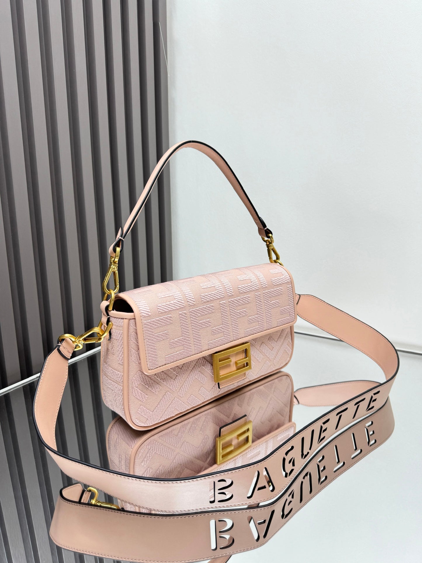 Fendi Baguette Crossbody Canvas Bag