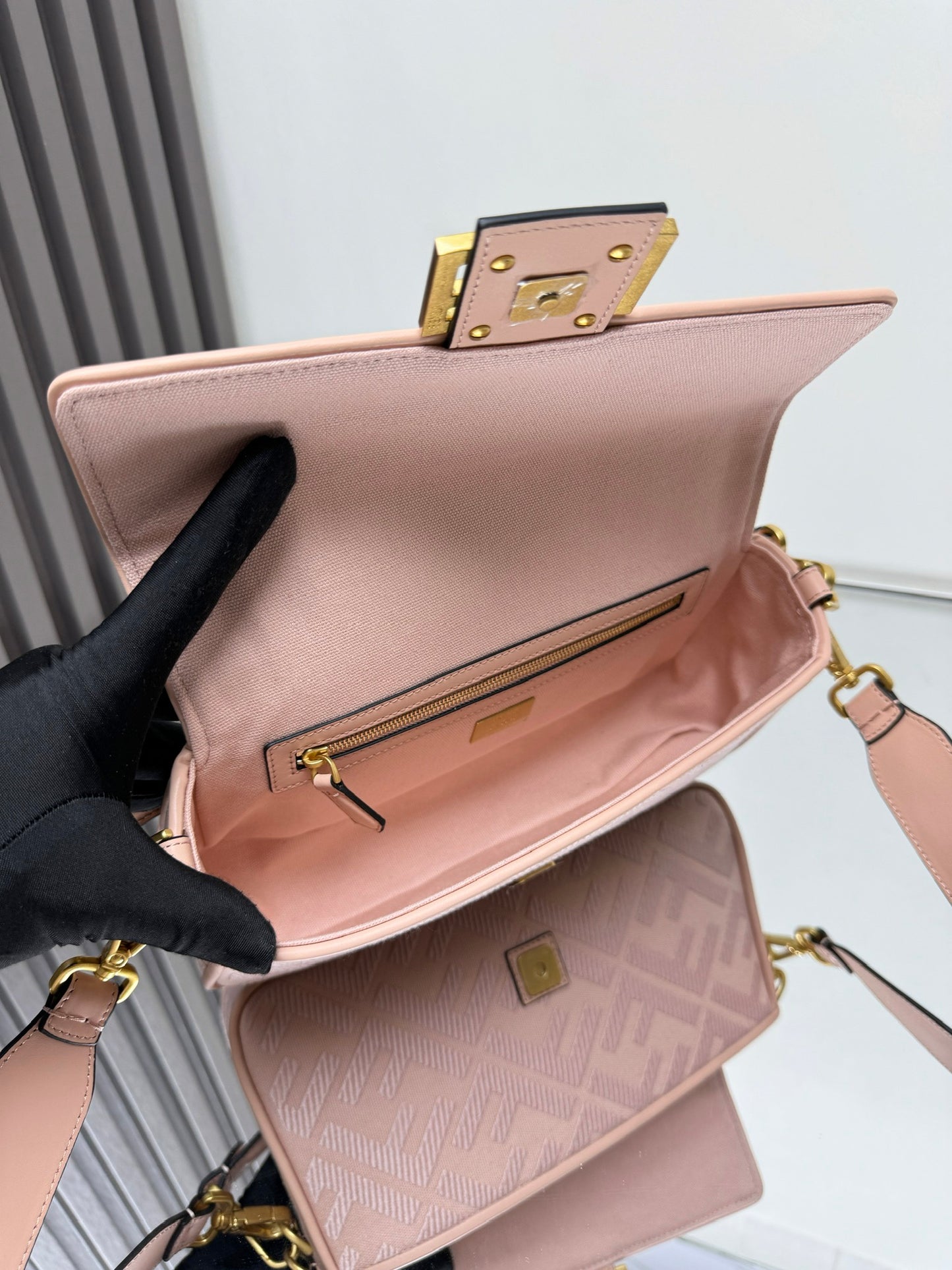 Fendi Baguette Crossbody Canvas Bag