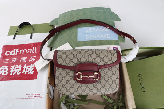 Gucci GG 1955 Horsebit Canvas Shoulder Bag