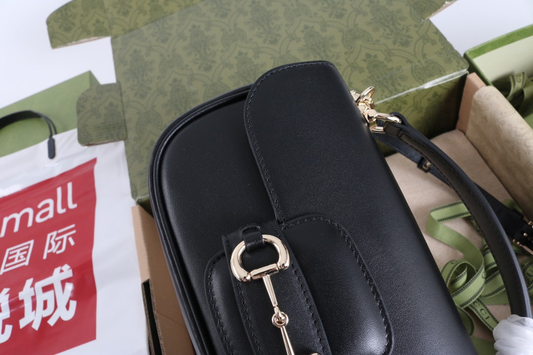 Gucci GG 1955 Horsebit Shoulder Bag Black