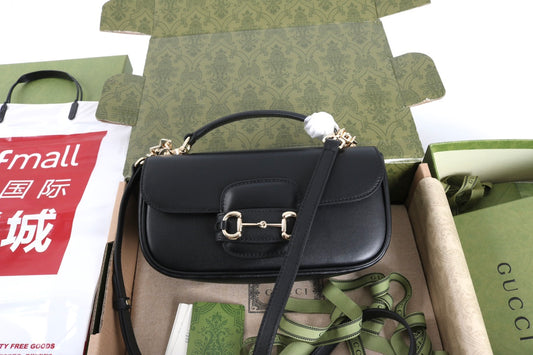 Gucci GG 1955 Horsebit Shoulder Bag Black