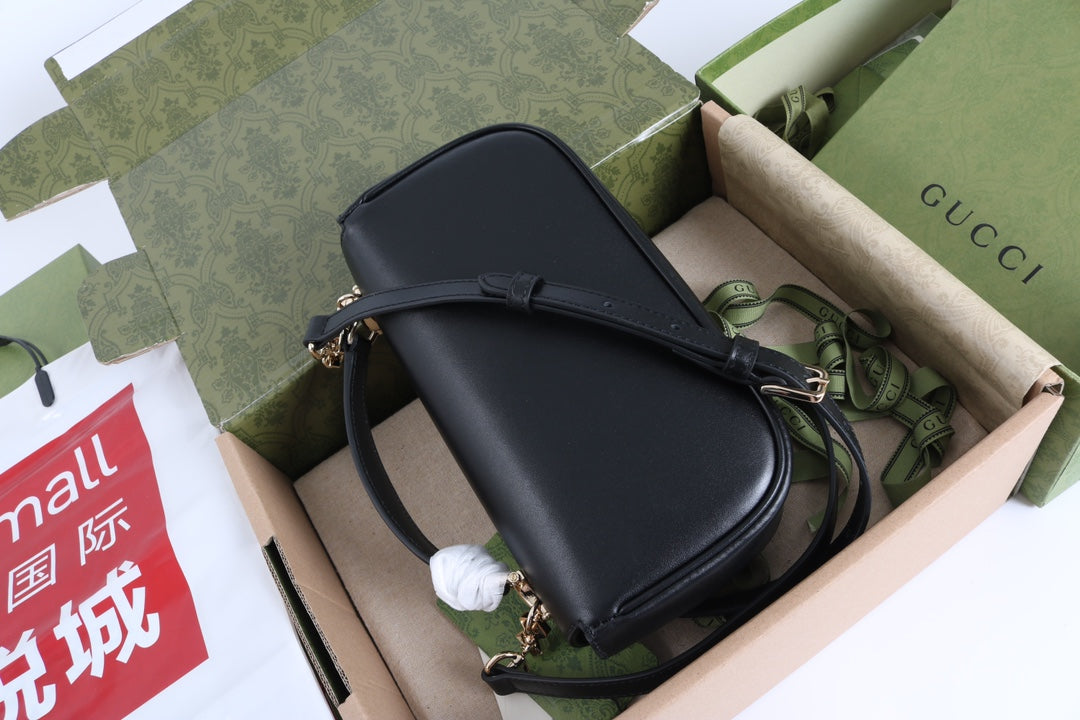 Gucci GG 1955 Horsebit Shoulder Bag Black