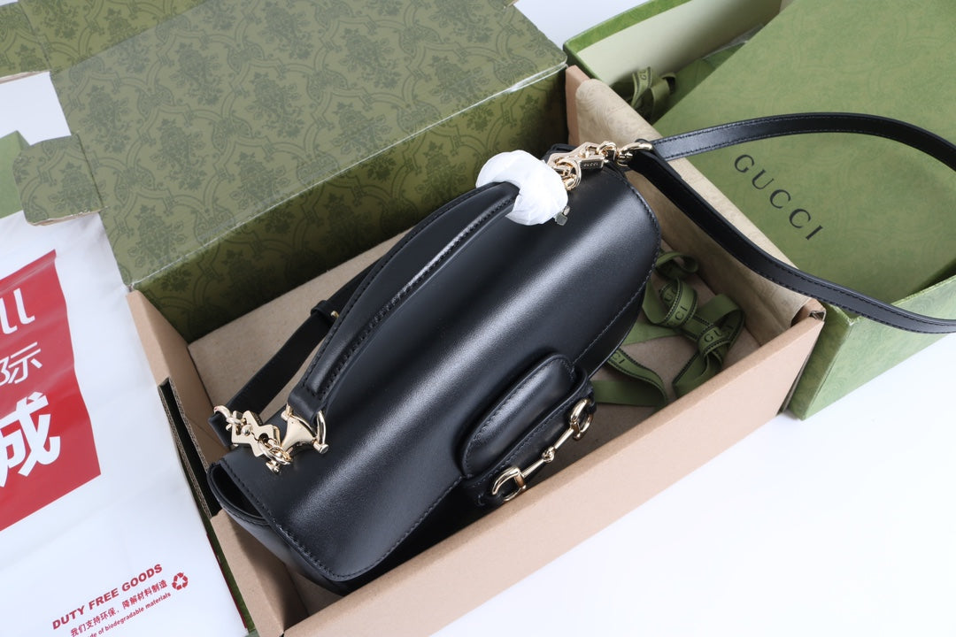 Gucci GG 1955 Horsebit Shoulder Bag Black