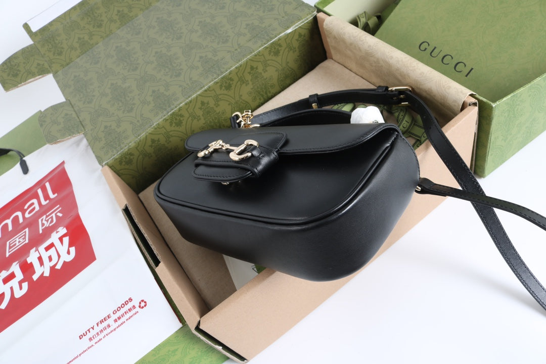 Gucci GG 1955 Horsebit Shoulder Bag Black