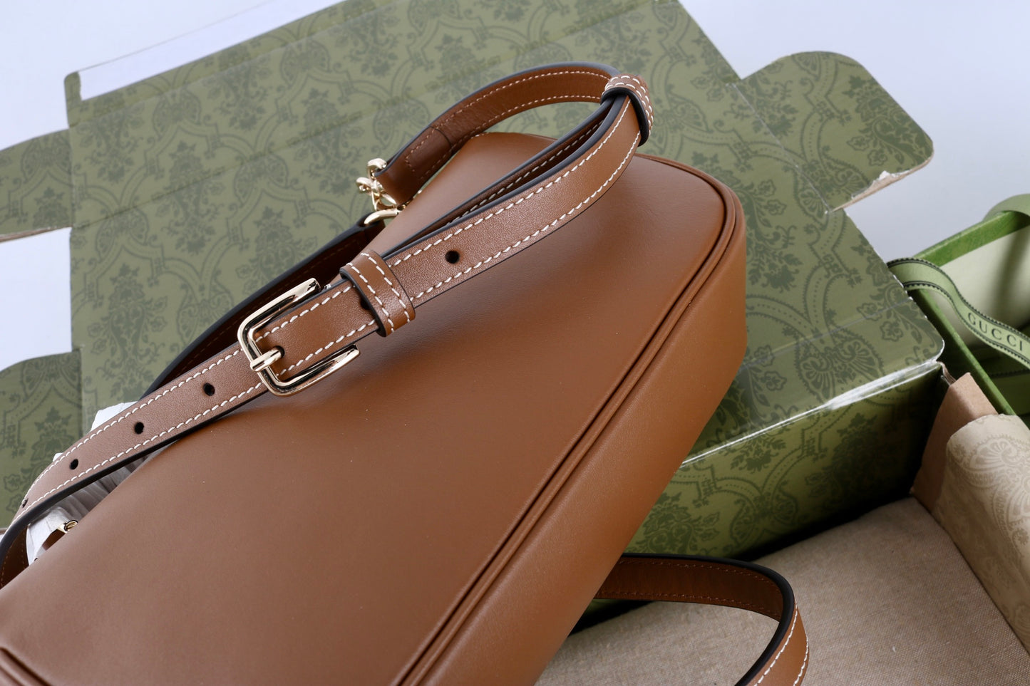 Gucci GG 1955 Horsebit Shoulder Bag Brown