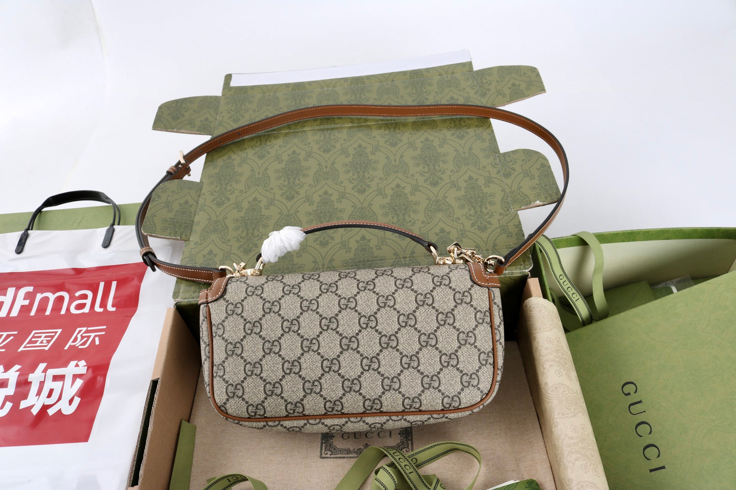 Gucci GG 1955 Horsebit Canvas Shoulder Bag