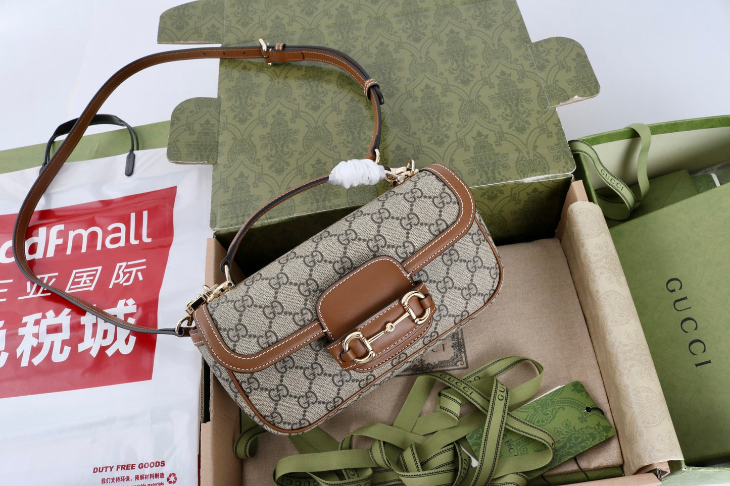 Gucci GG 1955 Horsebit Canvas Shoulder Bag