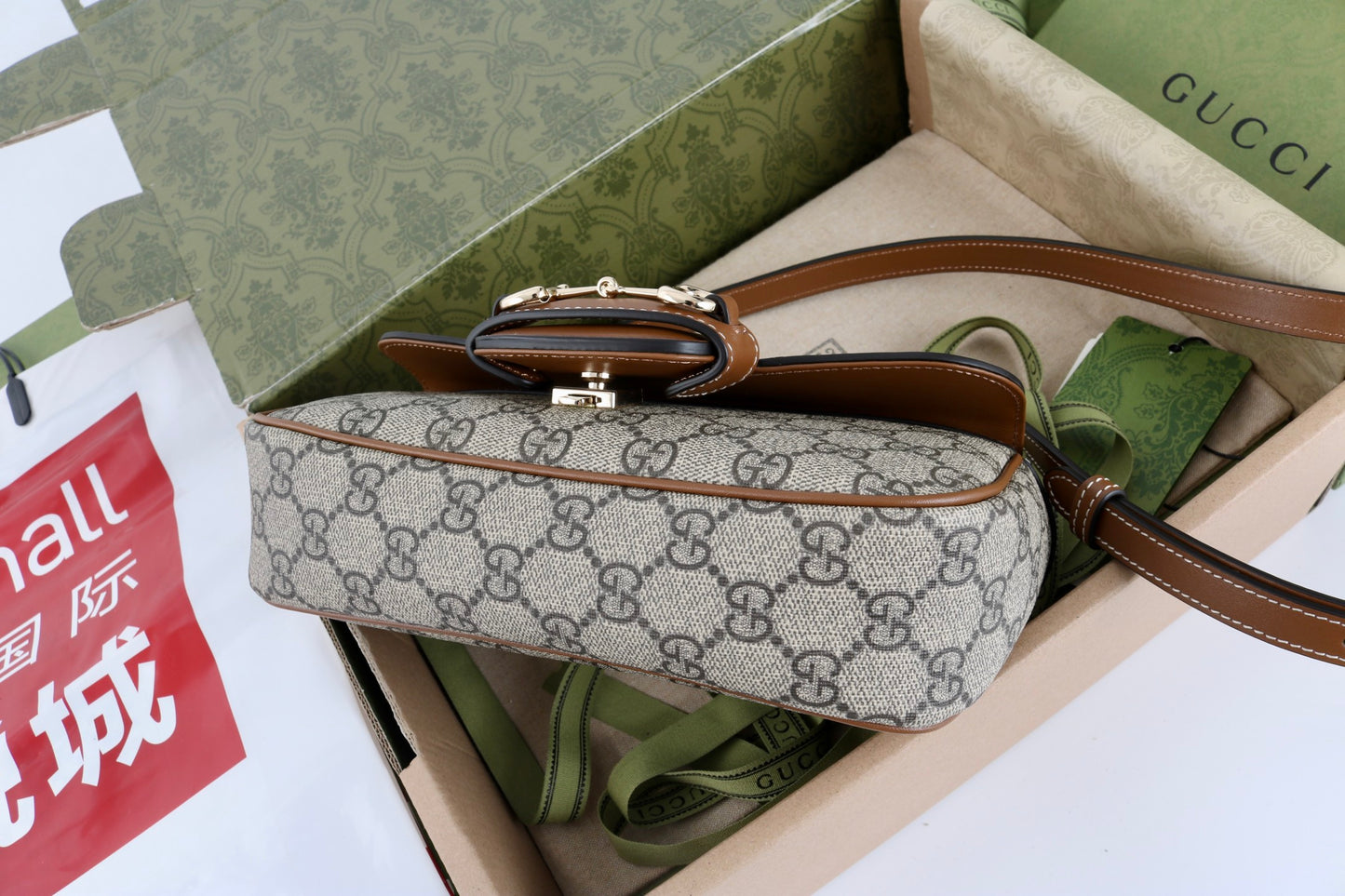 Gucci GG 1955 Horsebit Canvas Shoulder Bag