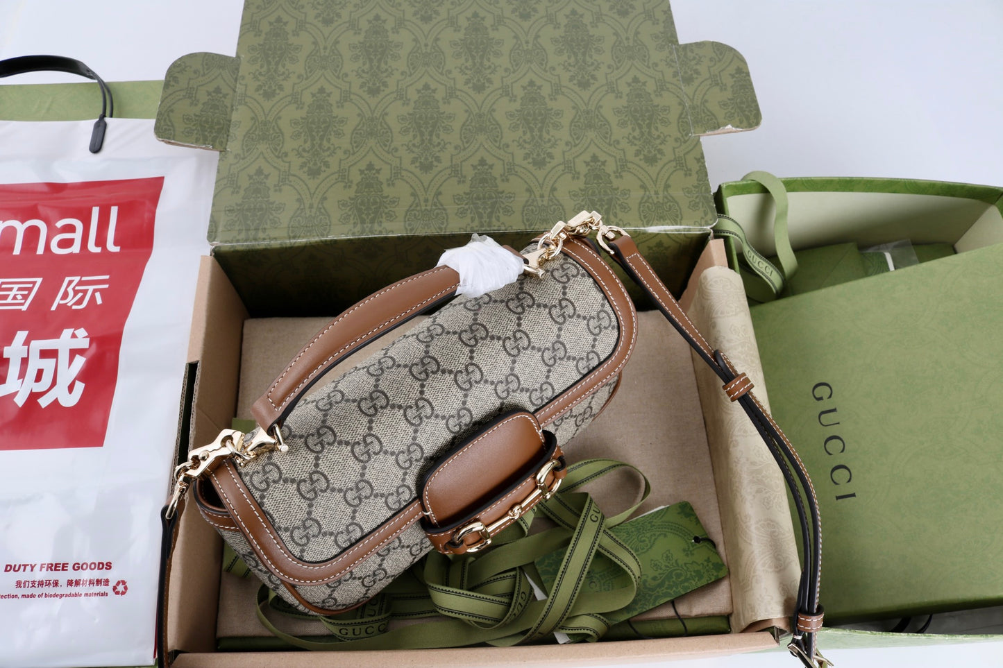 Gucci GG 1955 Horsebit Canvas Shoulder Bag