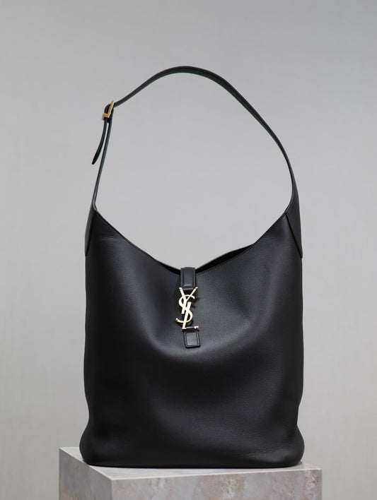 Ysl Saint Laurent LE 5A7 Hobo Bag Vintage Black Leather